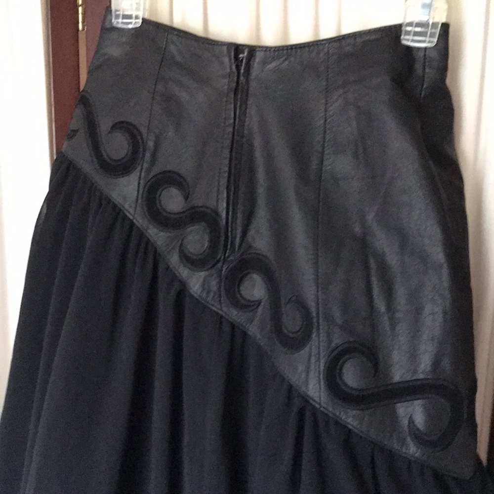 Chia retro vintage 80’s asymmetrical leather polyester skirt Sz 6
